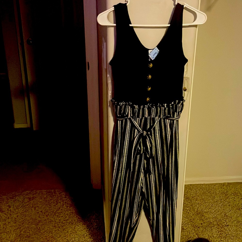 Black and white striped bottom pantsuit.